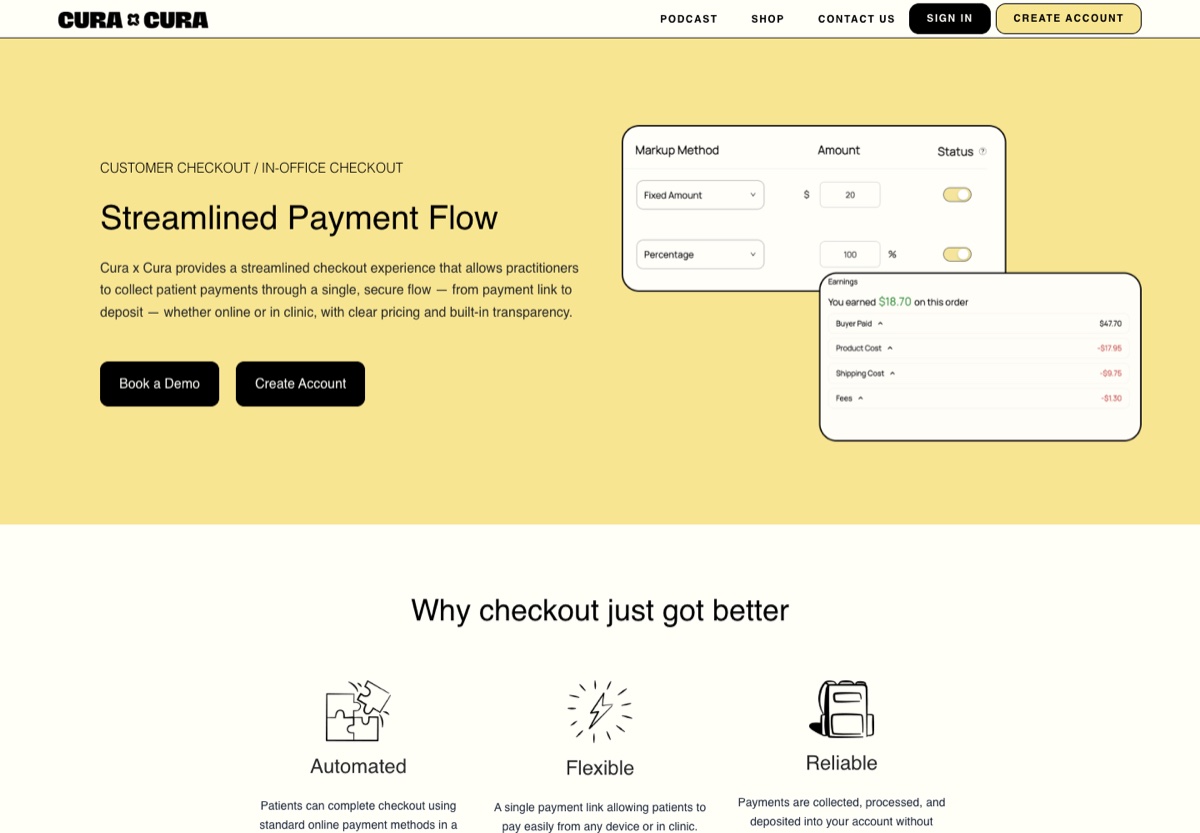 Cura x Cura checkout screenshot