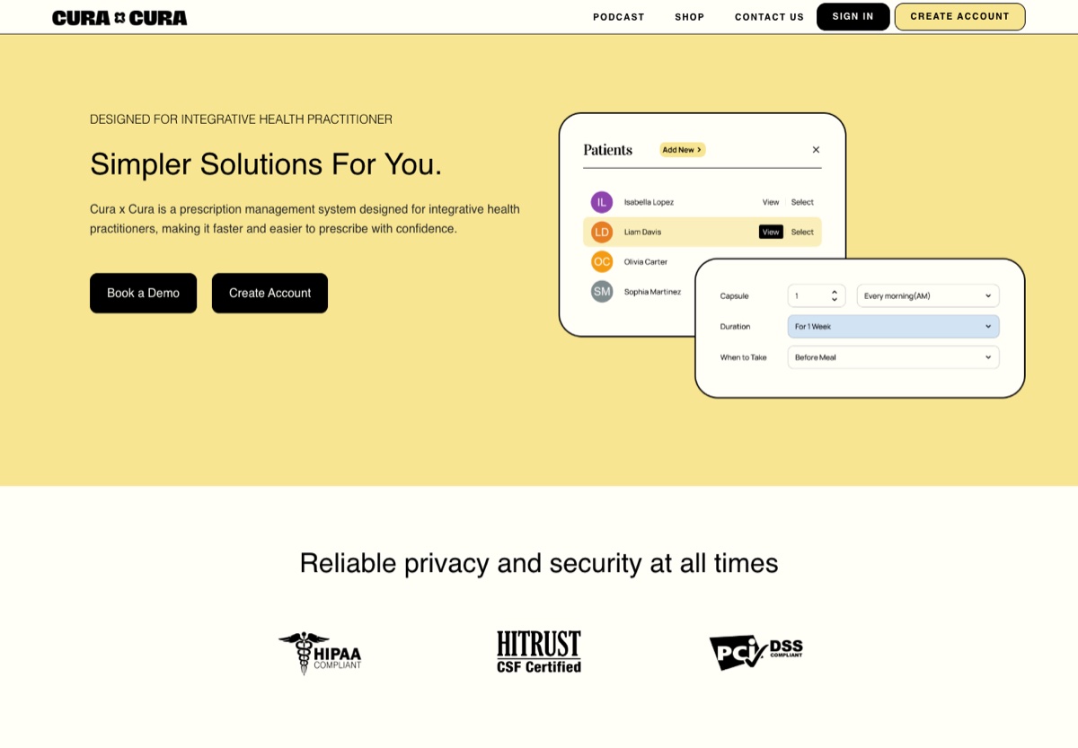 Cura x Cura prescription management screenshot
